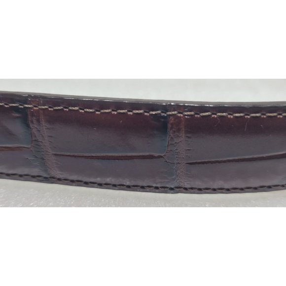 Brighton Embossed Brown Leather Belt Silver Buckle Embellishments L 34 B30338 - Picture 4 of 5